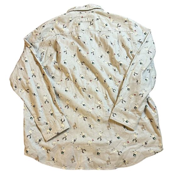 Duluth Trading Shirt Free Swingin' Flannel Relaxed Fit Sz Large Christmas Llama - Picture 5 of 5